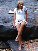 Pretty Ladyboy posing on outdoor place